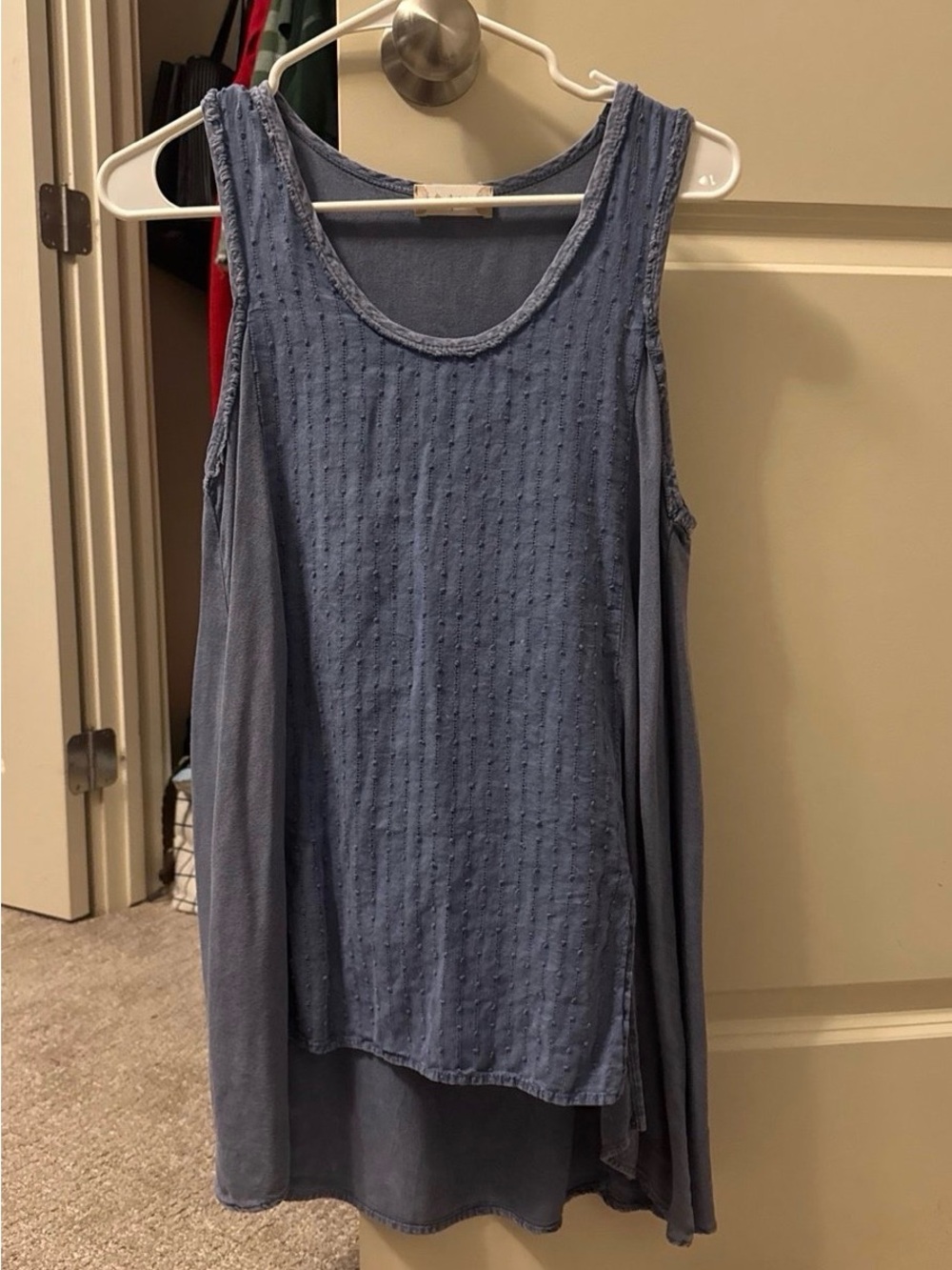 Altar'd State Washed Slate Blue Ribbed Swing Tank - Picture 2 of 5